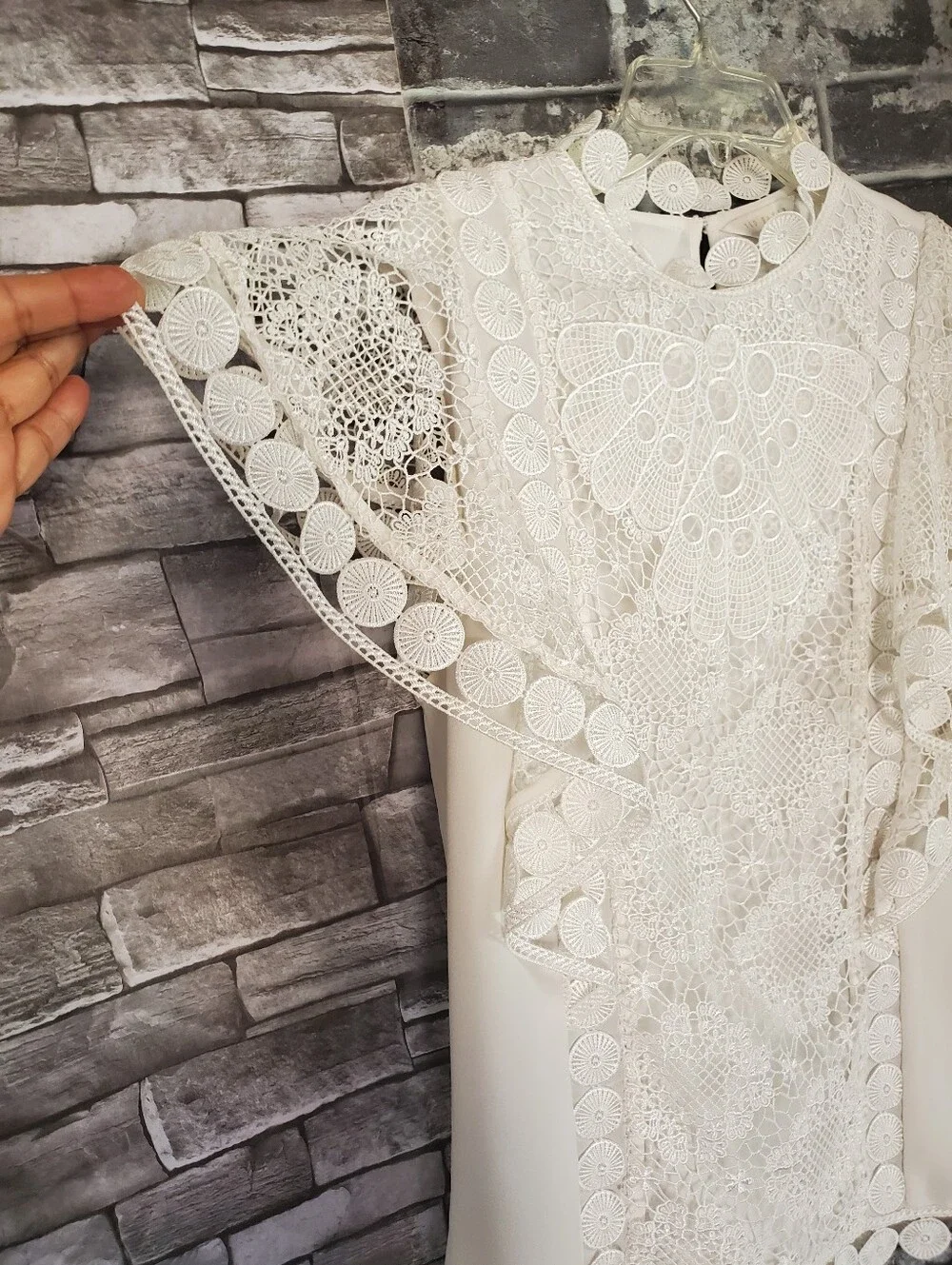 Ted Baker Ivory Lace Panel Flutter Sleeve Blouse Crochet Fairy Elegant Formal 4